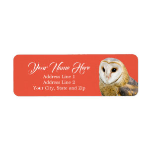 Étiquette Barn Owl Face Red Adresse de retour