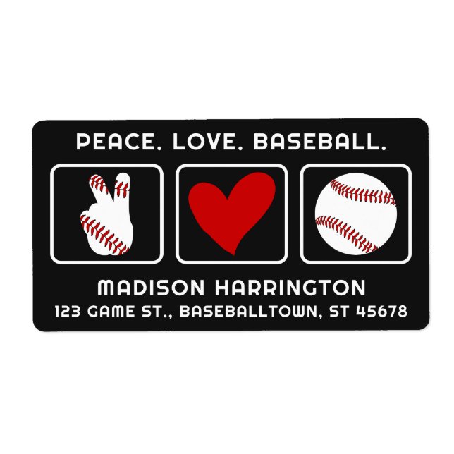 Étiquette Baseball de texte personnalisé (Devant)