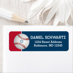 Étiquette Baseball, Star of David Bar Mitzvah Adresse de ret