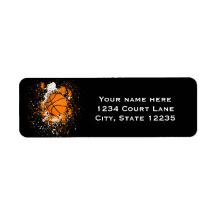 Étiquette Basketball Grunge Tache de peinture Orange Noir Co
