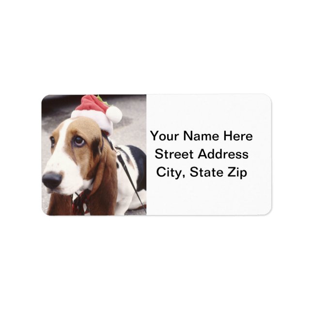 Étiquette Basset Hound à Santa Hat (Devant)