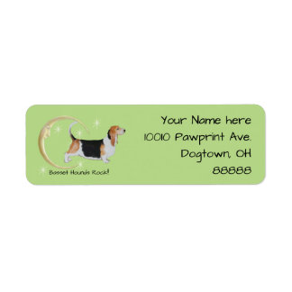 Étiquette Basset Hound, Moon et Stars