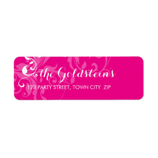 Étiquette bat mitzvah 128-marnie élégant fleuris rose chaud