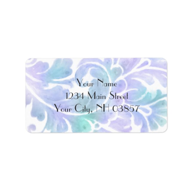 Étiquette Bat mitzvah élégant violet et aquarelle Aqua (Devant)