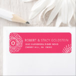 Étiquette Bat mitzvah rose Starburst Type Bold Boho Adresse<br><div class="desc">Soyez fier, réjouissez-vous et présentez ce jalon de votre Bat mitzvah préféré avec cette étiquette pop audacieuse et personnalisée d'adresse de retour! Fun, super, rose buisson et blanc moderne sans serif typographie, des éclats de fleurs blanches et une main rose rousse dessinée Star of David superposent un arrière - plan...</div>