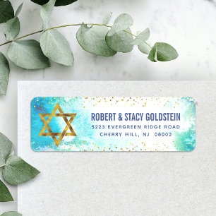 Étiquette Bat mitzvah turquoise adresse de retour
