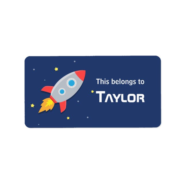 Étiquette Bateau à fusée dans l'espace extra-atmosphérique,  (Devant)