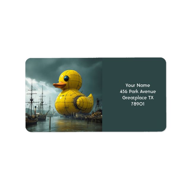 Étiquette Bateau de guerre Imaginaire Cute Duck (Devant)