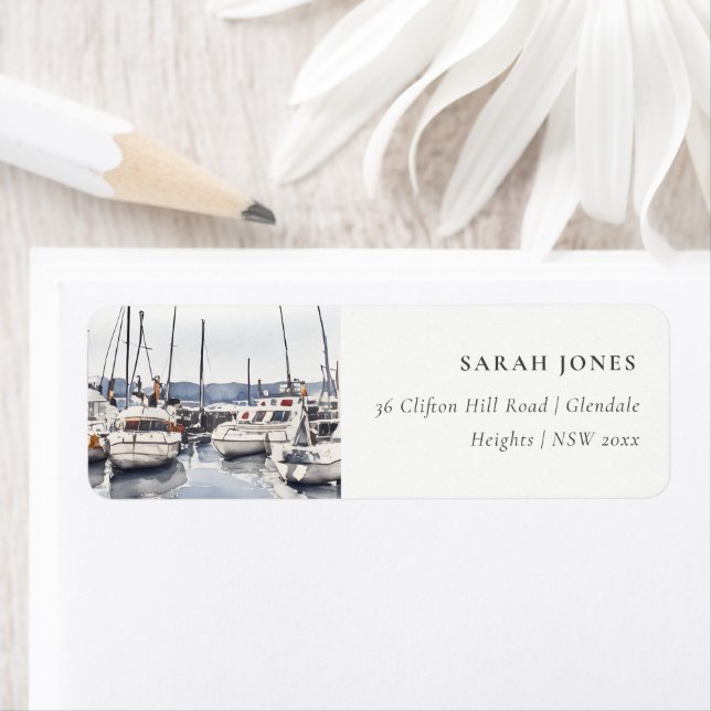 Étiquette Bateaux côtiers en boue à Harbour Seascape Adresse (En situation)