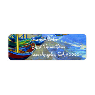 Étiquette Bateaux De Pêche Plage Saintes-Maries Van Gogh Fin