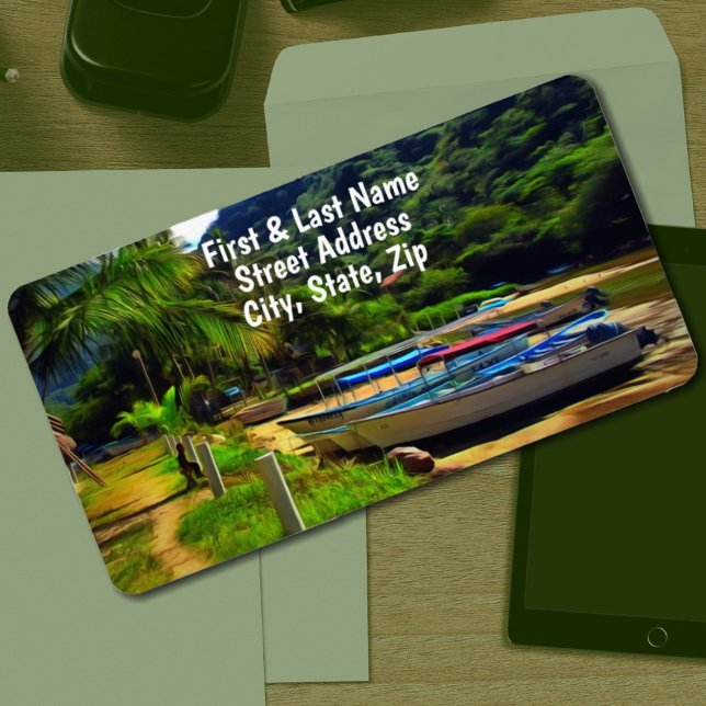 Étiquette Bateaux Mismaloya sur la rivière 0350 Adresse (Créateur téléchargé)