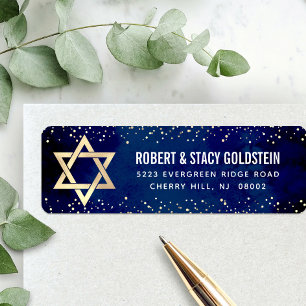 Étiquette Batik de Mitzvah Marine Or Argent Pailleté Gras Ad