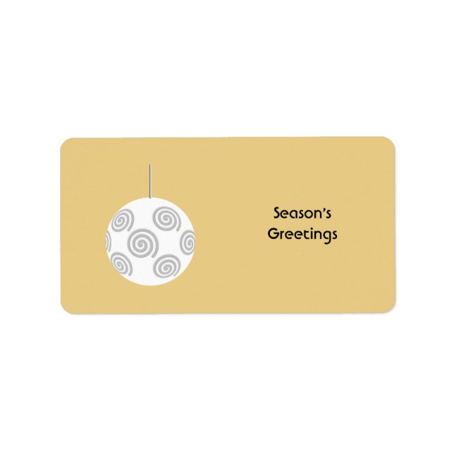 Étiquette Bauble de Noël blanc. Sur Gold Color. (Devant)