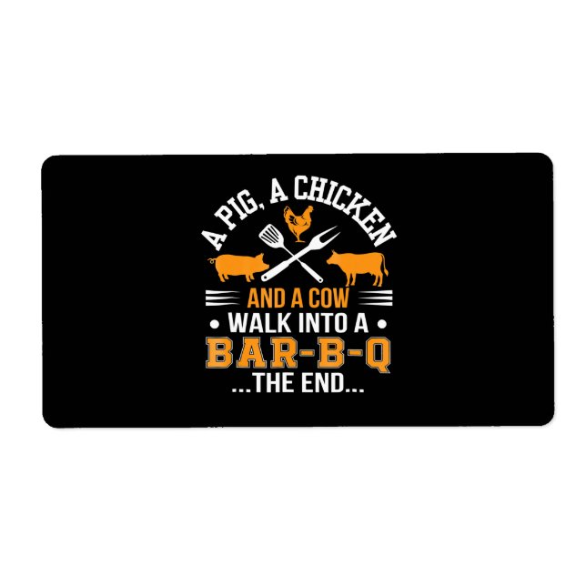 Étiquette BBQ| BBQ Lover Pig Chicken Cow Into Bar BBQ (Devant)