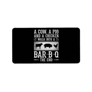 Étiquette BBQ Une Vache Un Cochon Et Un Poulet Marcher Dan