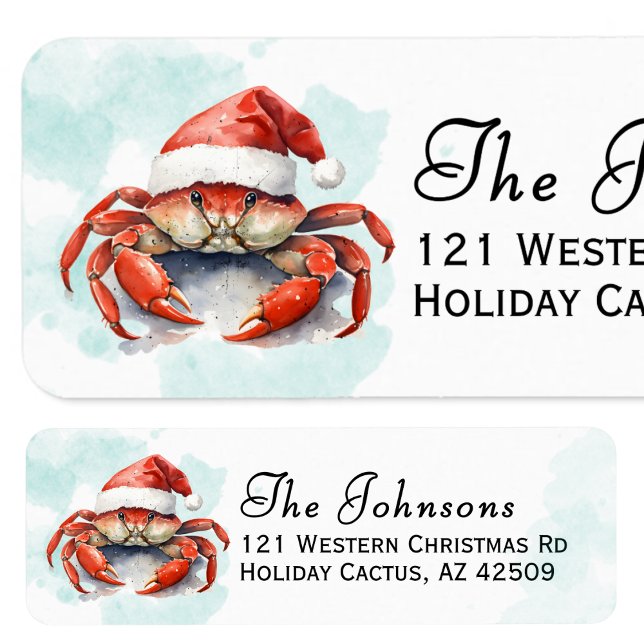 Étiquette Beach Return Address Labels | Christmas Crab (Créateur téléchargé)