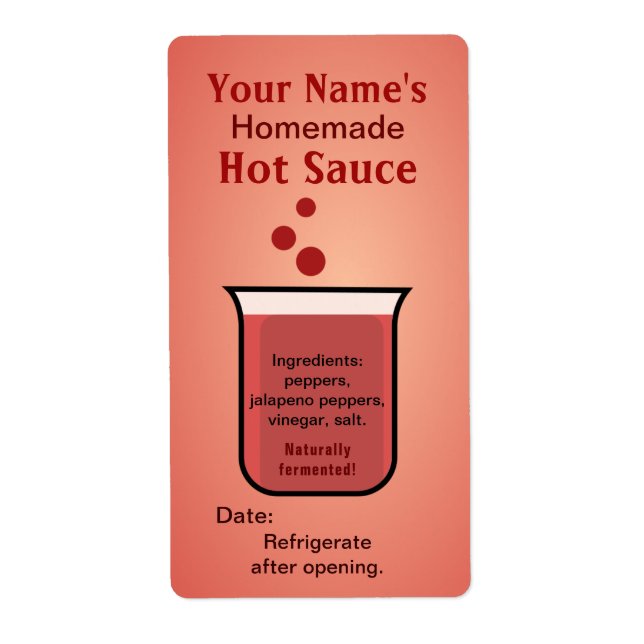 Étiquette Beaker Personalized Hot Sauce Labels Template (Devant)