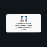Étiquette Beaker & Test Tube Science Themed<br><div class="desc">Étiquettes de adresse avec un dessin mignon d'un tube d'essai et bécher. Parfait pour les types scientifiques.</div>