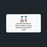 Étiquette Beaker & Test Tube Science Themed<br><div class="desc">Étiquettes de adresse avec un dessin mignon d'un tube d'essai et bécher. Parfait pour les types scientifiques.</div>