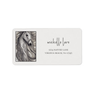 Étiquette Beau Cheval gris avec Mane Encadré