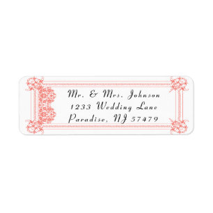 Étiquette Beau corail Damask & Mariage blanc - Retour