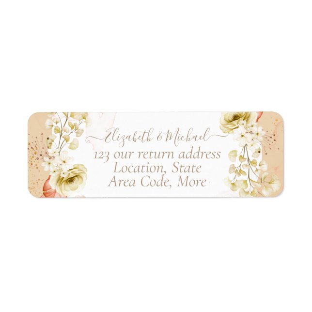 Étiquette Beau Mariage Floral Terracotta (Devant)