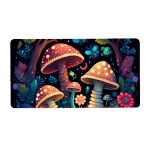 Étiquette Beau mignon champignons magiques