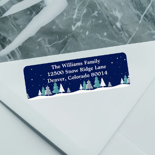 Étiquette Beau Noël Arbres hiver Retour Adresse