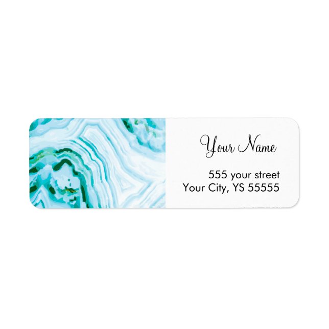 Étiquette Beau Peint Bleu Agate Géode Motif (Devant)