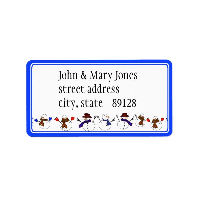 Étiquette Beaucoup de bonhommes de neige en caricature de No (Devant)