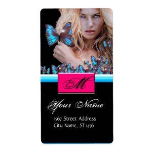 Étiquette BEAUTÉ BLEUE BUTTERFLY, MAKEUP ARTIST Monogramme