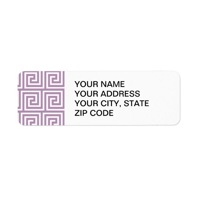 Étiquette Beautiful Lavender et White Greek Key Pattern (Devant)