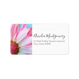 Étiquette  Beautiful Pink Flower Close Up Photo Label