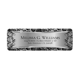 Étiquette Beautiful Silver And Black Damasks & Lace