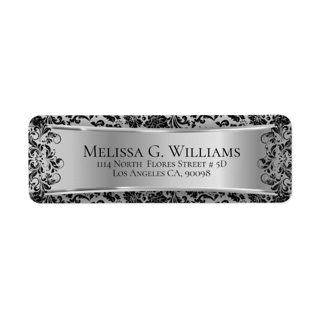 Étiquette Beautiful Silver And Black Damasks & Lace (Devant)