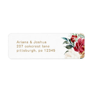 Étiquette Beautiful Winter Floral Mariage Retour Adresse