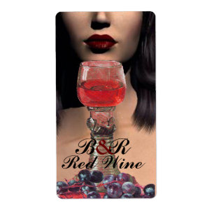 Étiquette BEAUTY AND RED WINE GLASS Wine Tasting Party