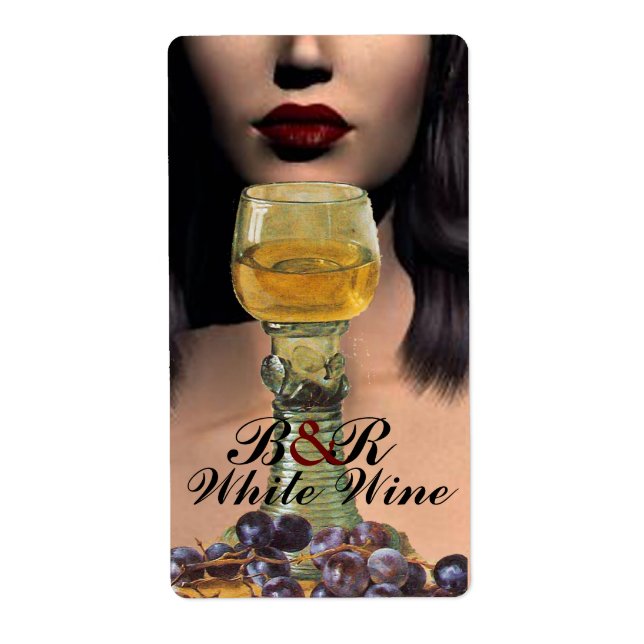 Étiquette BEAUTY AND WHITE WINE GLASS Wine Tasting Party (Devant)