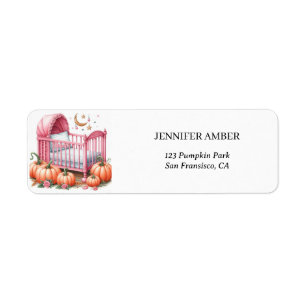 Étiquette Bébé Citrouille rose Bébé Rustique automne & feuil