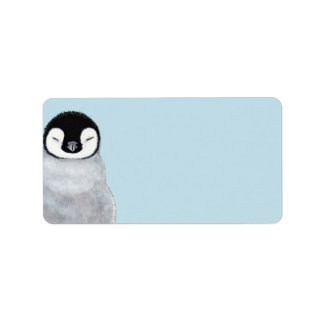 Étiquette Bébé dormant Pingouin blanc poussin