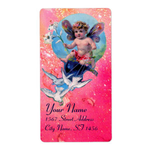 Étiquette BÉBÉ FAIRY AVEC DES POIDS EN ÉPARKLES, bleu rose