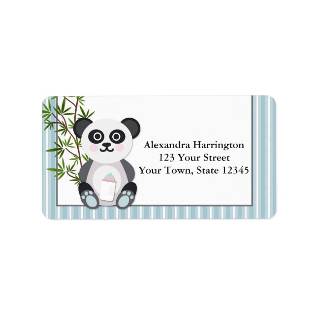Étiquette Bébé garçon Panda, bandes (Devant)