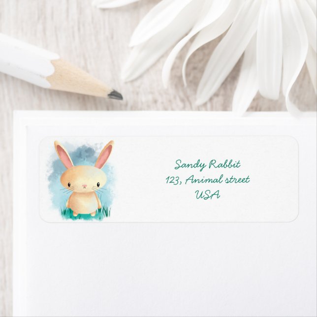 Étiquette Bébé lapin mignon (En situation)