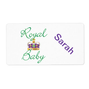 Étiquette Bébé royal avec pourpre et couronne or