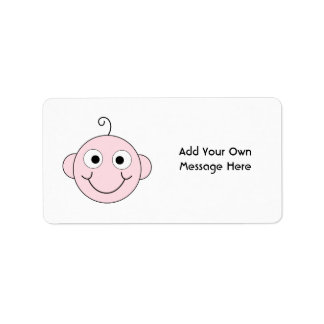 Étiquette Bébé souriant mignon. Texte personnalisé.
