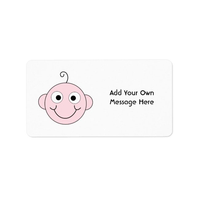 Étiquette Bébé souriant mignon. Texte personnalisé. (Devant)
