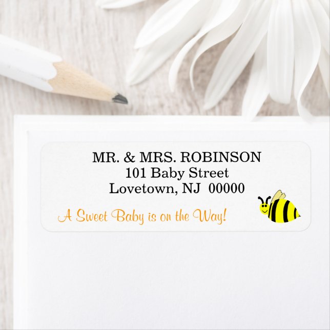 Étiquette Bébé Sucré Abeille Bourdon Jaune (En situation)