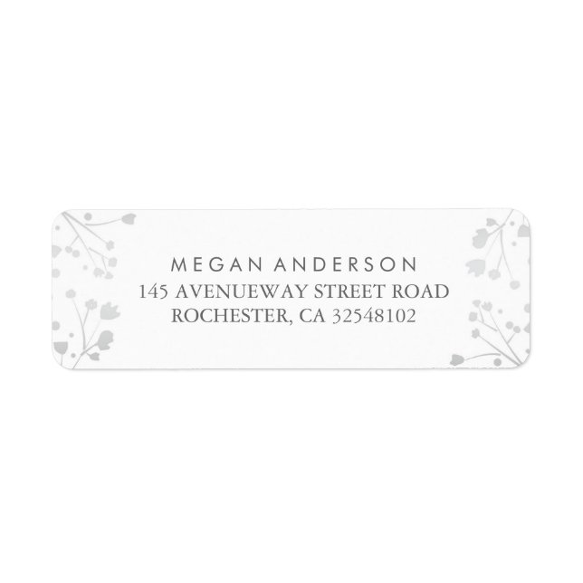 Étiquette Bébé's Breath Blanc et Mariage d'argent (Devant)