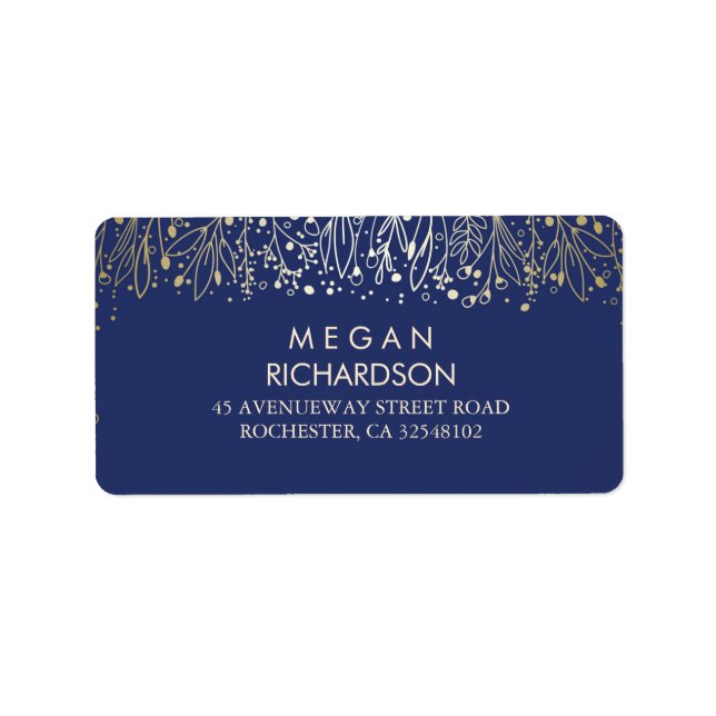 Étiquette Bébé's Breath Gold et Mariage Florals de marine (Devant)