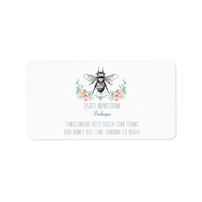 Étiquette Bee Apiary Beekeeper Business Return Adresse (Devant)